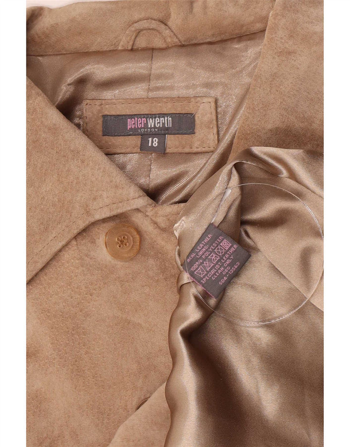 Peter Werth Womens Suede Jacket UK 18 XL Beige Leather Classic