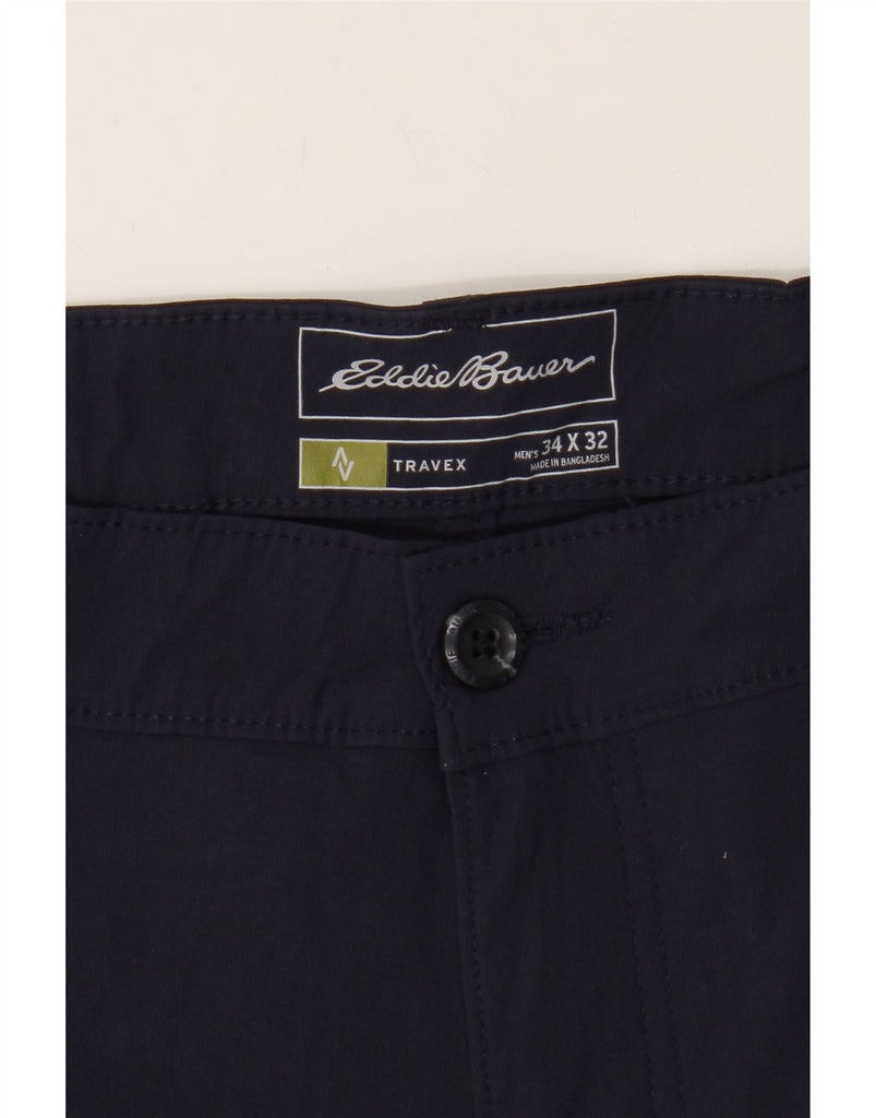 EDDIE BAUER Mens Straight Chino Trousers W34 L32 Navy Blue Nylon Vintage Eddie Bauer and Second-Hand Eddie Bauer from Messina Hembry 