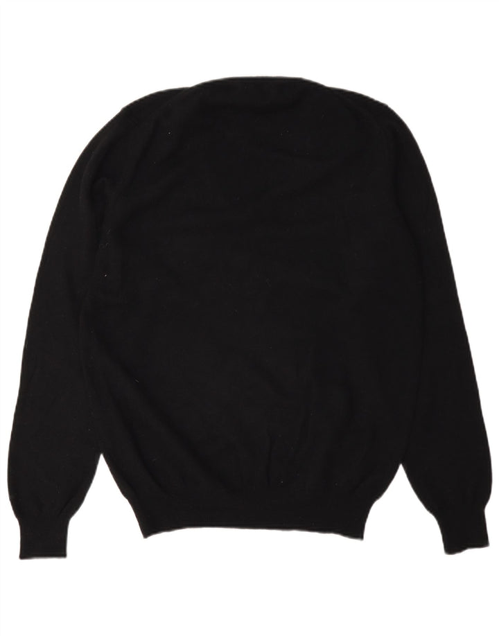 Gant Womens V-Neck Jumper Sweater UK 14 Large Black Wool