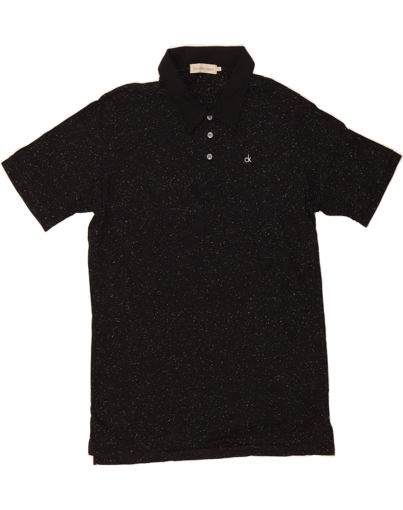 CALVIN KLEIN JEANS Mens Polo Shirt XL Black Spotted Cotton Vintage Calvin Klein Jeans and Second-Hand Calvin Klein Jeans from Messina Hembry 