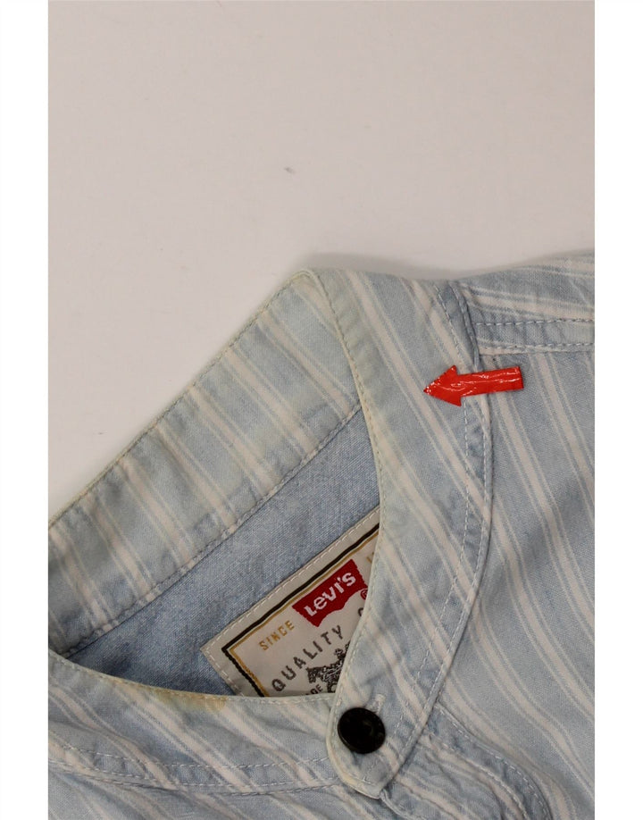 Levi's Mens Short Sleeve Shirt Large Blue Striped Cotton