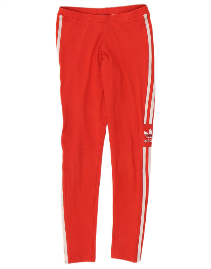 ADIDAS Womens Leggings UK 6 XS  Red Cotton