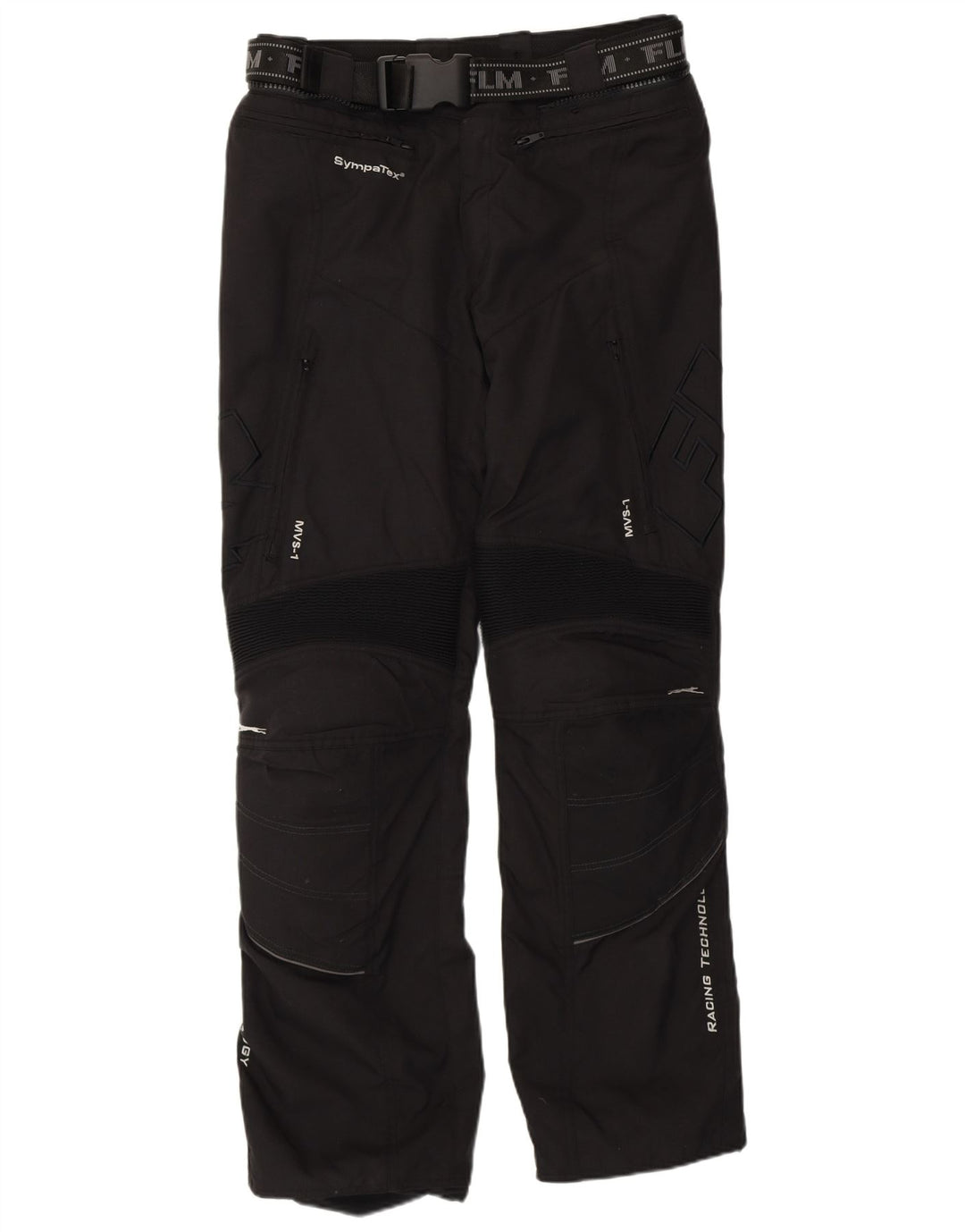 FLM Mens Graphic Moto Racer Trousers IT 52 XL W38 L31 Black Polyamide