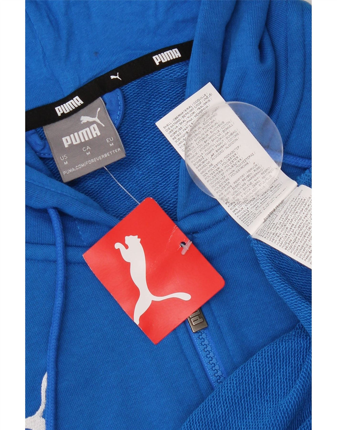 Puma Mens Zip Hoodie Sweater Medium Blue Cotton