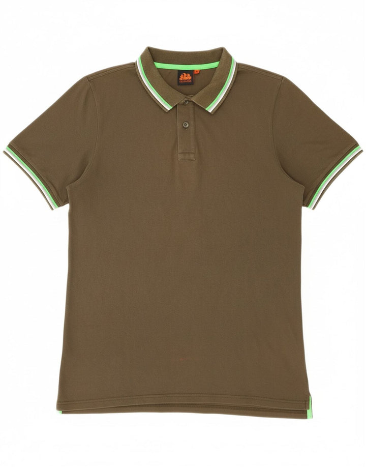 SUNDEK Mens Polo Shirt XL Khaki Cotton