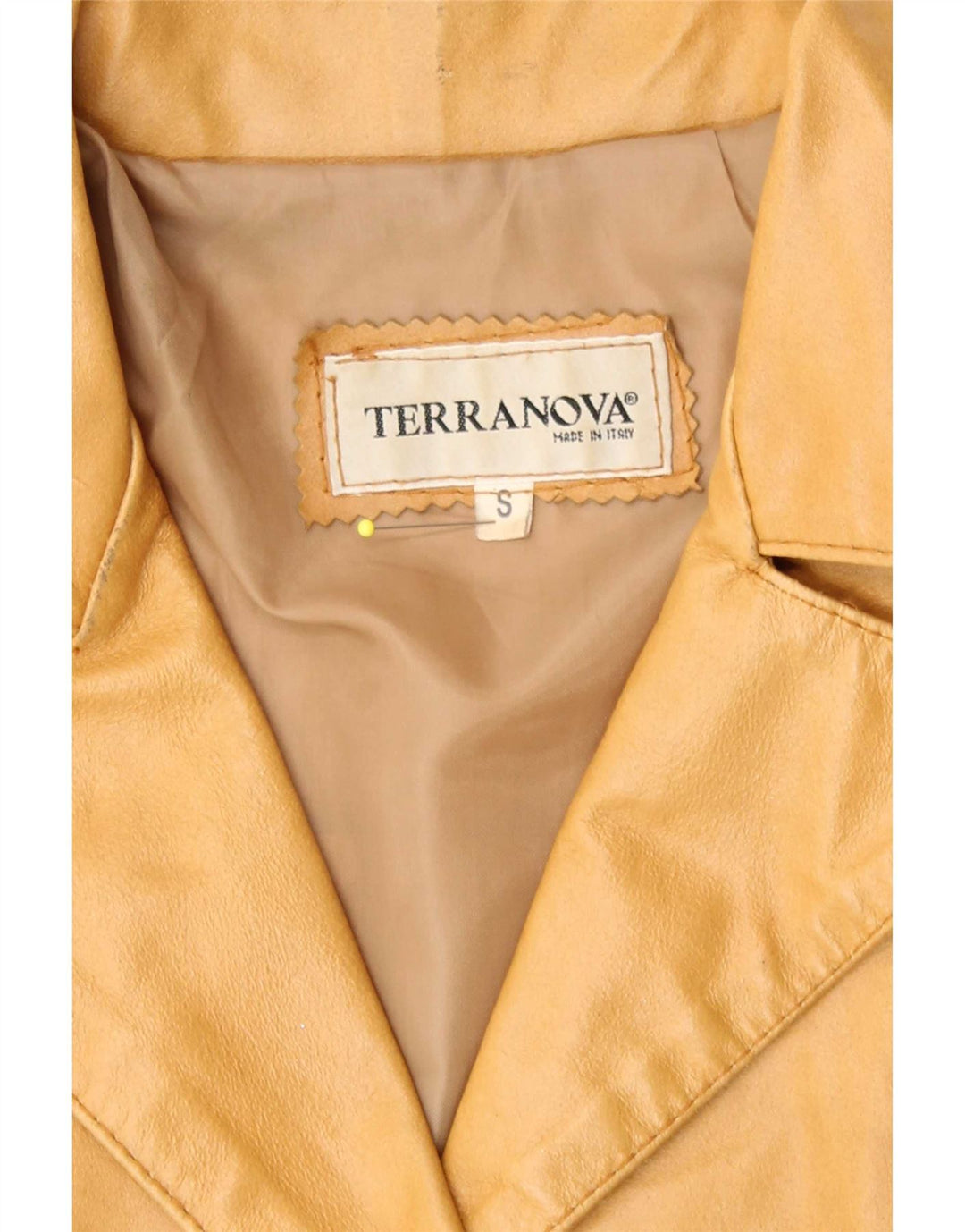 Terranova Womens Leather Coat UK 10 Small Beige Leather