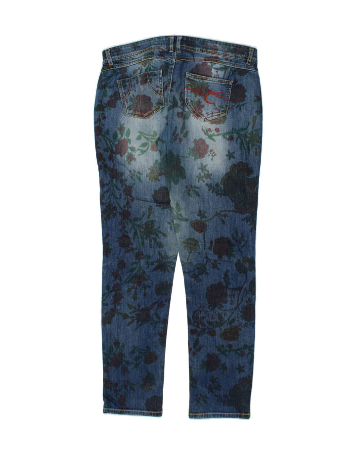 DESIGUAL Womens Skinny Jeans W32 L32 Blue Floral Polyester