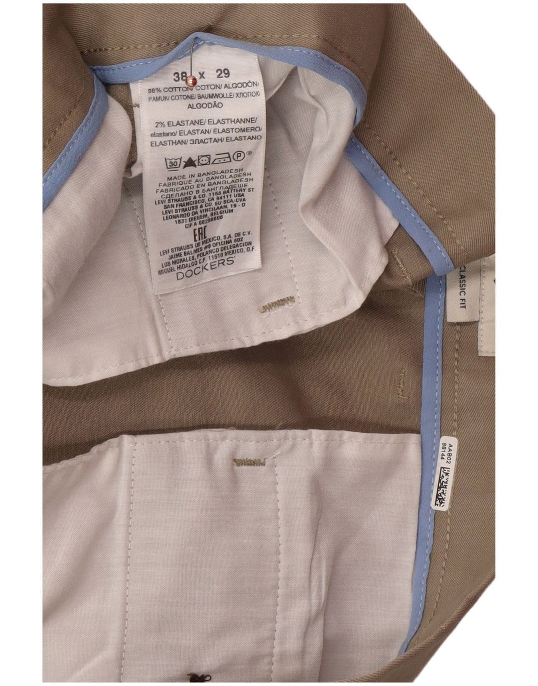 DOCKERS Mens Classic Fit Chino Trousers W38 L29 Beige Cotton Classic