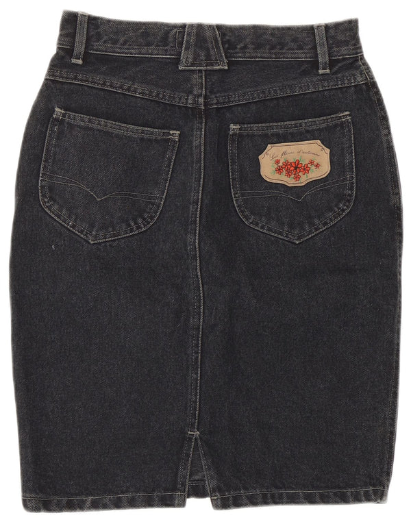 Vintage Womens Denim Skirt Small W26 Grey