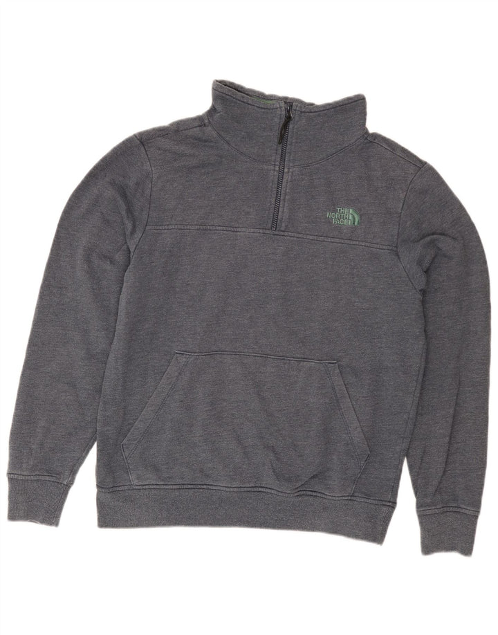 The North Face Mens Zip Neck Sweatshirt Jumper Medium Grey Cotton