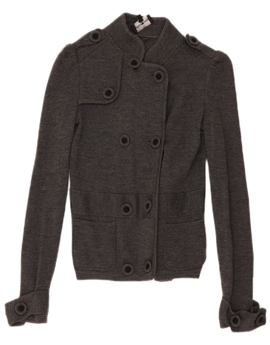 Armani Womens Double Breasted Cardigan Sweater IT 38 XS Grey Wool