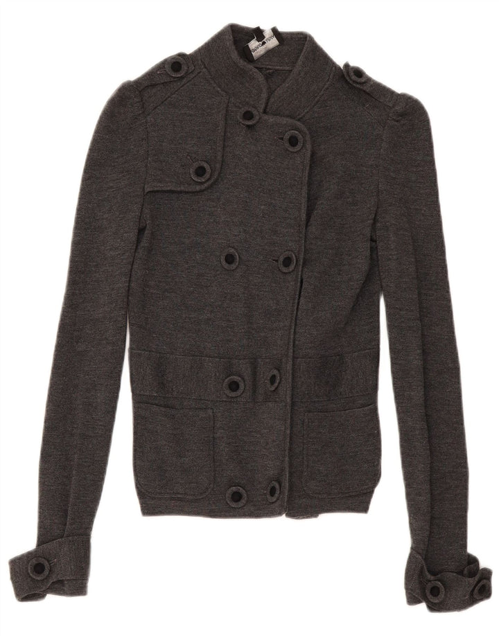 Armani Womens Double Breasted Cardigan Sweater IT 38 XS Grey Wool