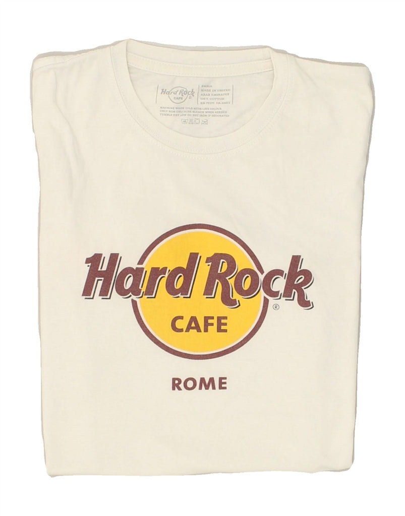 HARD ROCK CAFE Womens Rome Graphic T-Shirt Top UK 10 Small White Cotton | Vintage Hard Rock Cafe | Thrift | Second-Hand Hard Rock Cafe | Used Clothing | Messina Hembry 