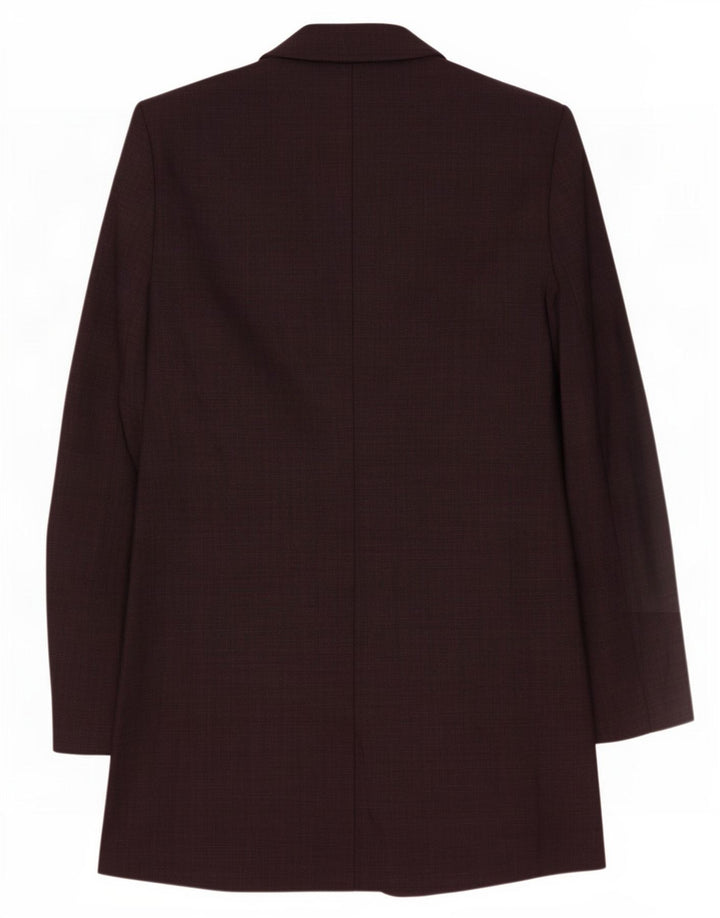 Marks & Spencer Womens Longline 1 Button Blazer Jacket UK 12 Medium Maroon