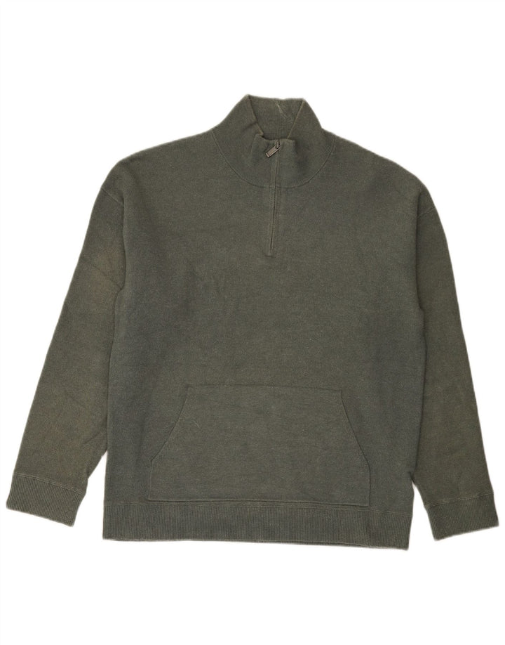 Massimo Dutti Mens Zip Neck Jumper Sweater Large Grey Viscose