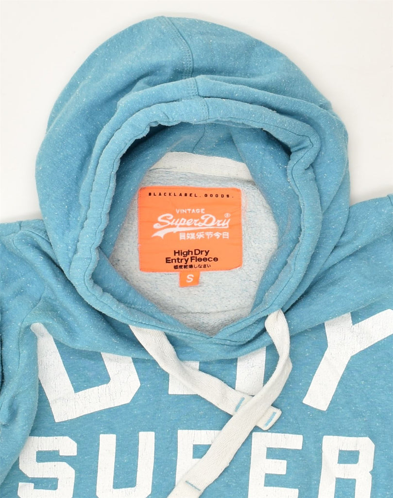 SUPERDRY Womens Graphic Hoodie Jumper UK 10 Small Blue Cotton | Vintage Superdry | Thrift | Second-Hand Superdry | Used Clothing | Messina Hembry 