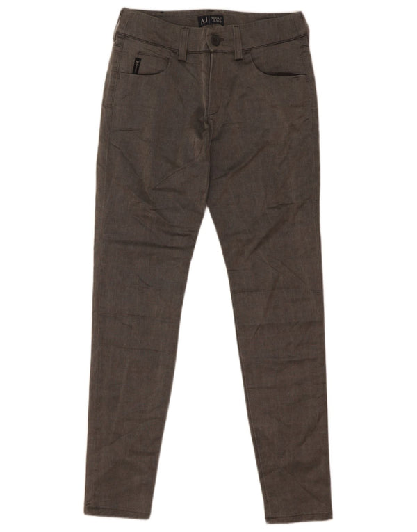 Armani Womens Skinny Casual Trousers W25 L29 Grey Cotton