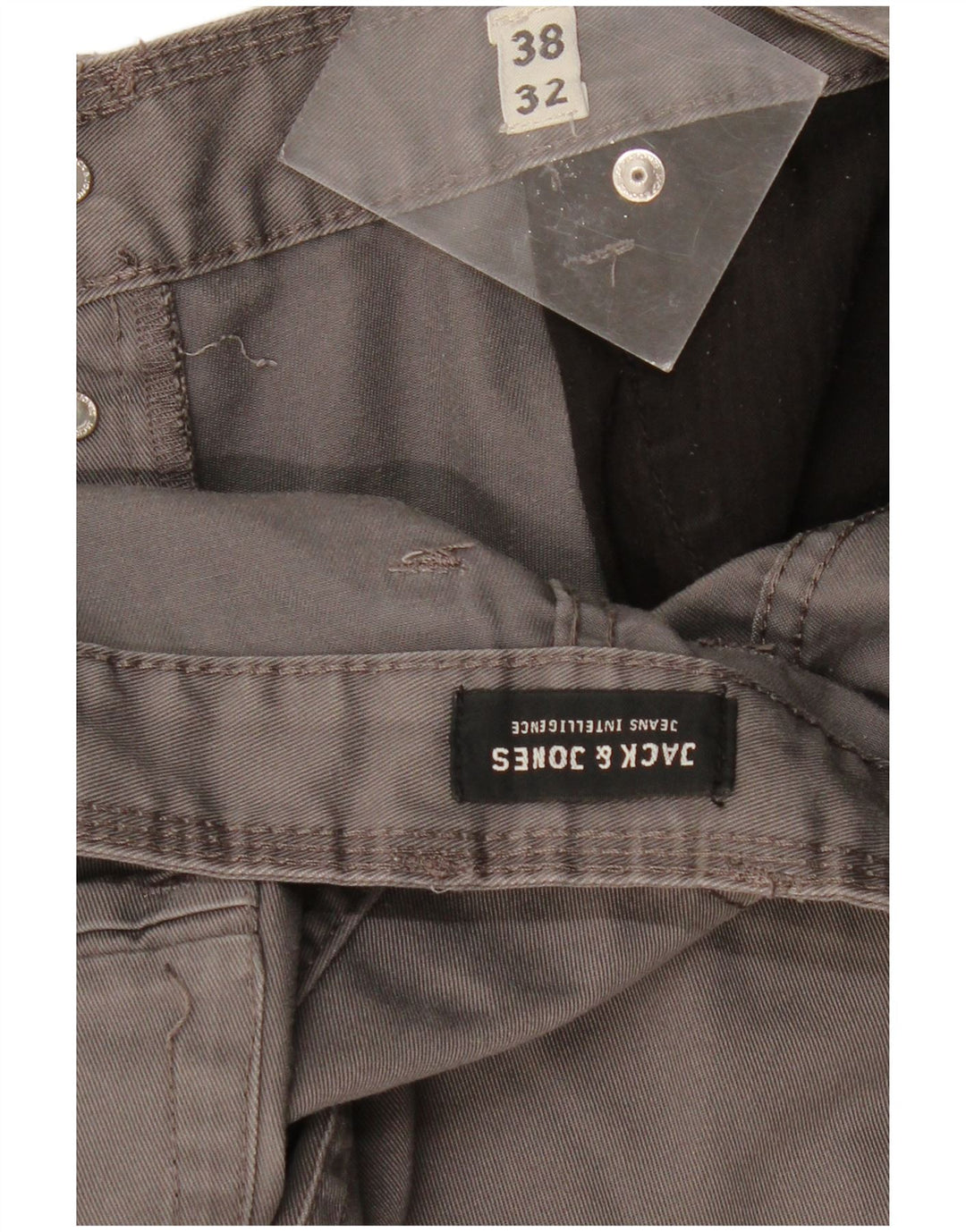 JACK & JONES Mens Straight Casual Trousers W38 L32 Grey Polyester