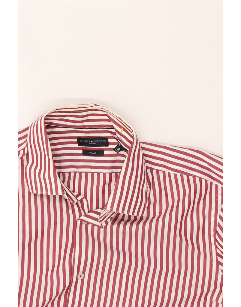 TOMMY HILFIGER Mens Fitted Shirt Size 42 16 1/2 Large Red Striped Cotton | Vintage Tommy Hilfiger | Thrift | Second-Hand Tommy Hilfiger | Used Clothing | Messina Hembry 