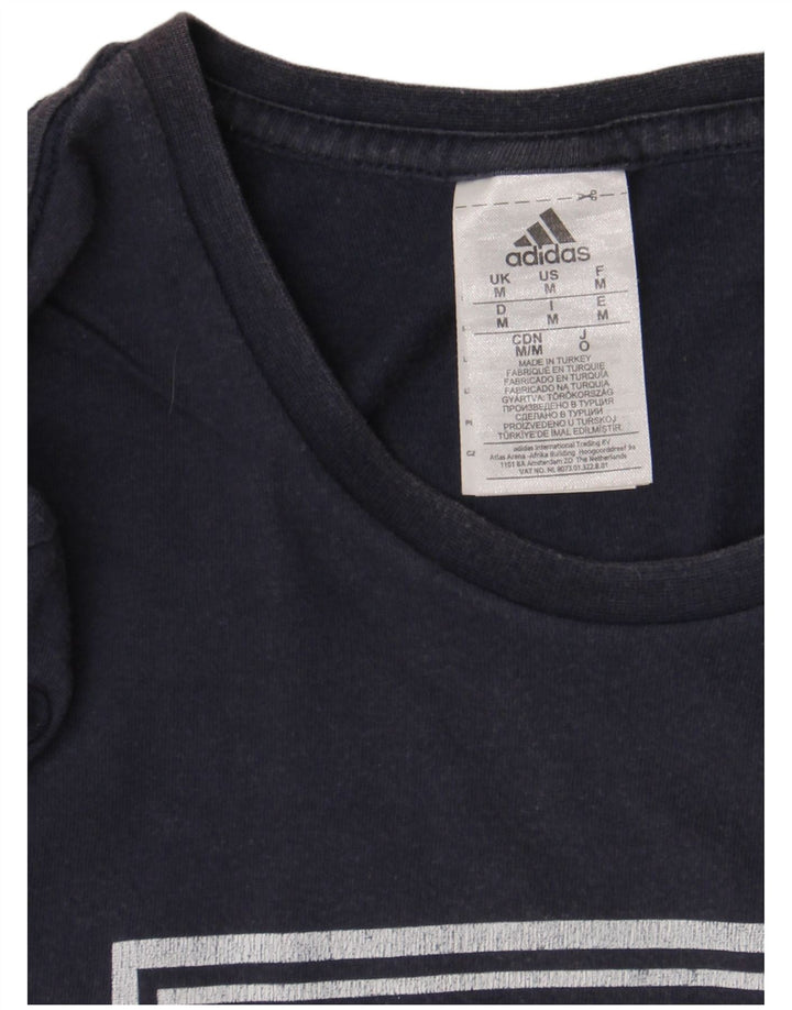 Adidas Mens Graphic T-Shirt Top Medium Navy Blue Cotton