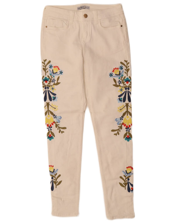 Zara Womens Graphic Skinny Jeans EU 36 XS W26 L28 White Floral