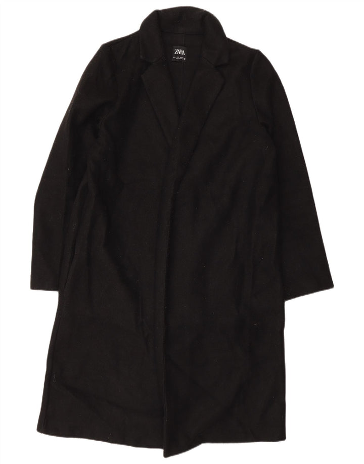 Zara Womens Open Overcoat UK 16 Large Black Polyester