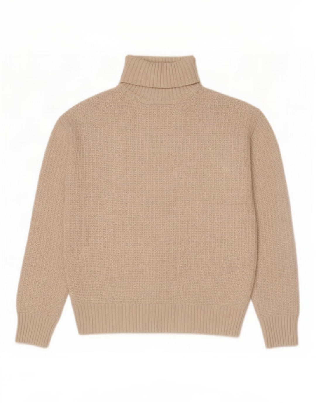 Marks & Spencer Womens Roll Neck Jumper Sweater UK 10 Small Beige Polyester