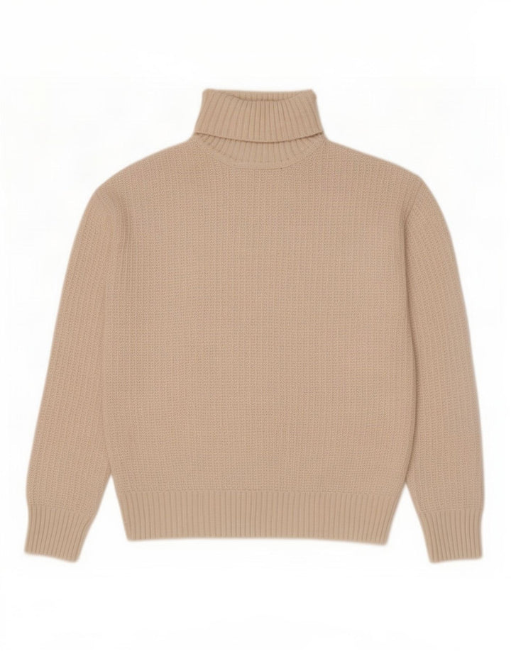 Marks & Spencer Womens Roll Neck Jumper Sweater UK 10 Small Beige Polyester