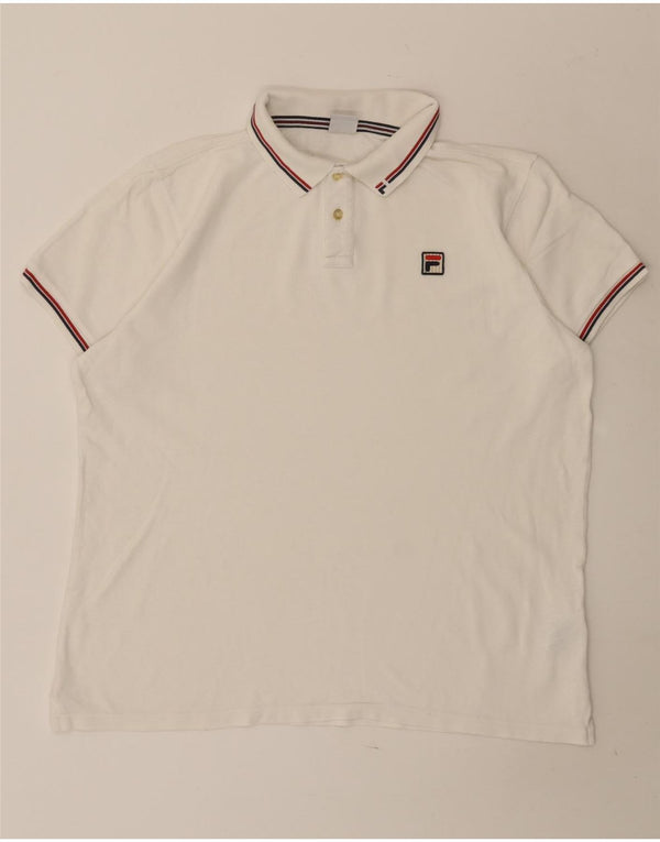Fila Mens Polo Shirt IT 54 XL White Striped Cotton