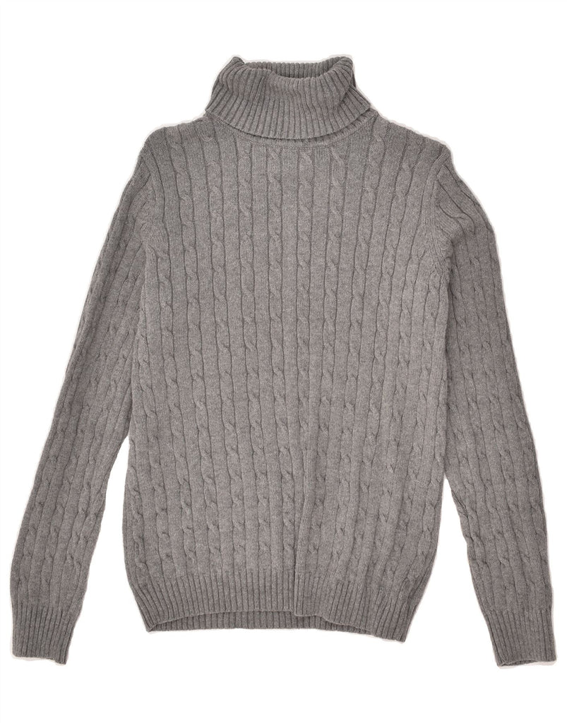 EDDIE BAUER Womens Roll Neck Jumper Sweater UK 10 Small Grey Cotton | Vintage Eddie Bauer | Thrift | Second-Hand Eddie Bauer | Used Clothing | Messina Hembry 