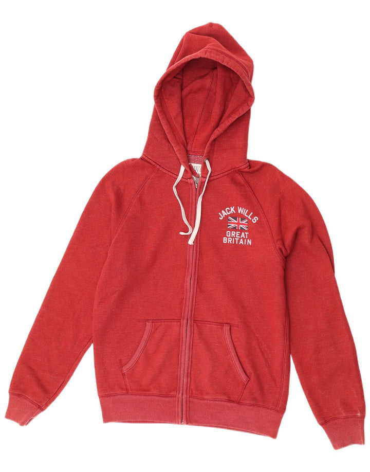 Jack Wills Mens Graphic Zip Hoodie Sweater Medium Red Cotton