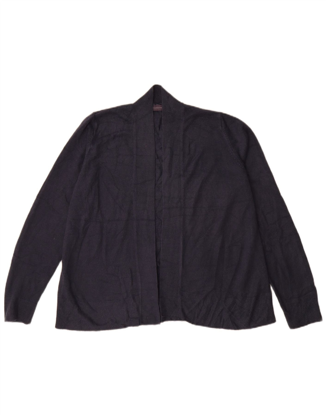 Marks & Spencer Womens Open Cardigan Sweater UK 16 Large Navy Blue Acrylic
