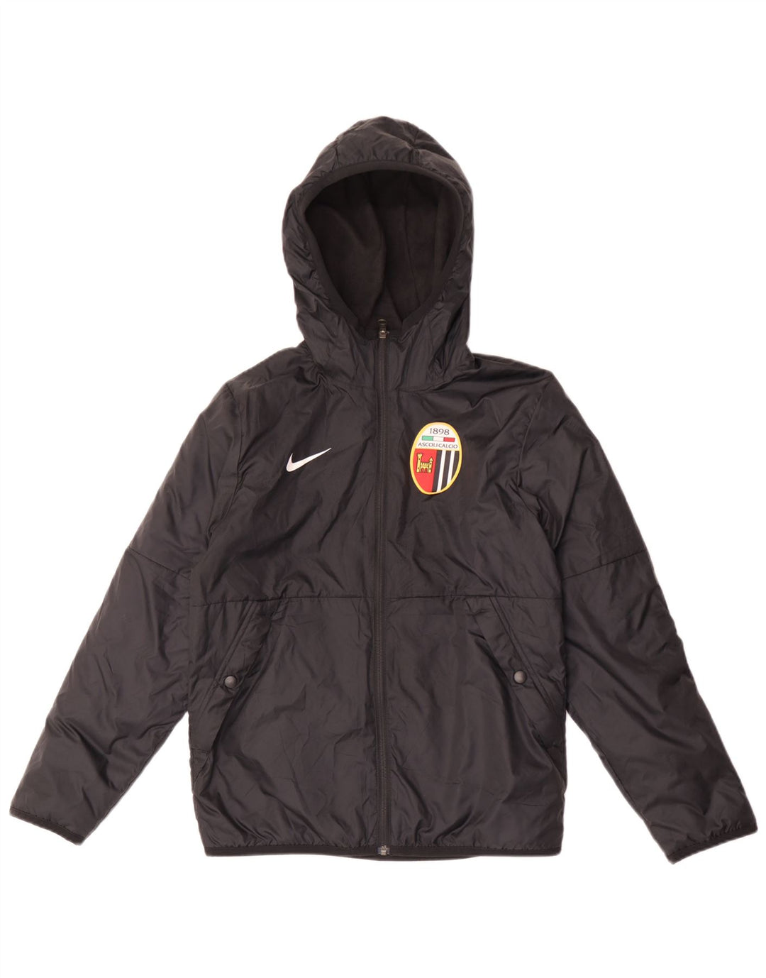 Nike Boys Hooded Windbreaker Jacket 12-13 Years Medium Black Polyester