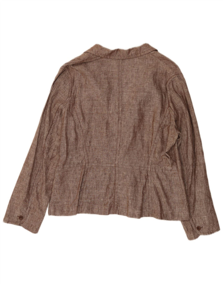 MONSOON Womens 2 Button Blazer Jacket UK 18 XL Brown Linen