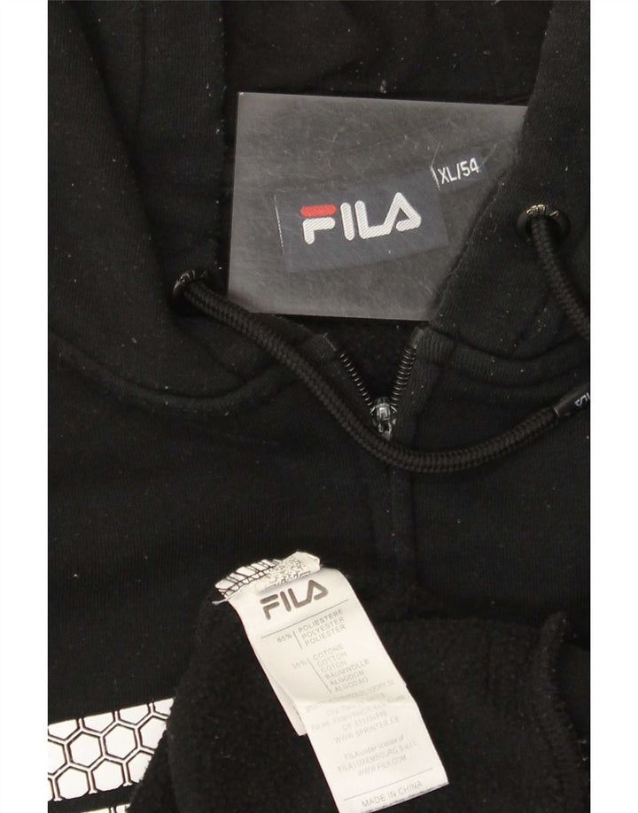 Fila Mens Graphic Zip Hoodie Sweater XL Black Polyester