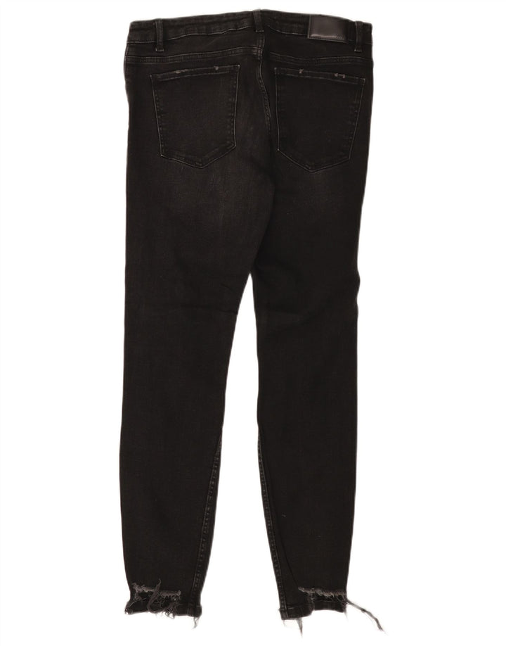 Zara Womens Distressed Slim Jeans EU 40 Medium W30 L27 Black Cotton