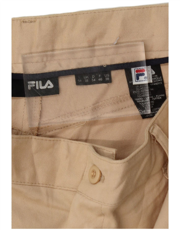 FILA Mens Straight Chino Trousers W38 L32 Beige Cotton