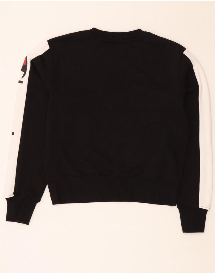 CHAMPION Womens Graphic Sweatshirt Jumper UK 10 Small Black Colourblock