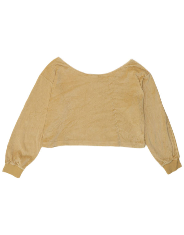 ADIDAS Womens Crop Oversized Off Shoulder Top UK 10 Small Yellow Cotton