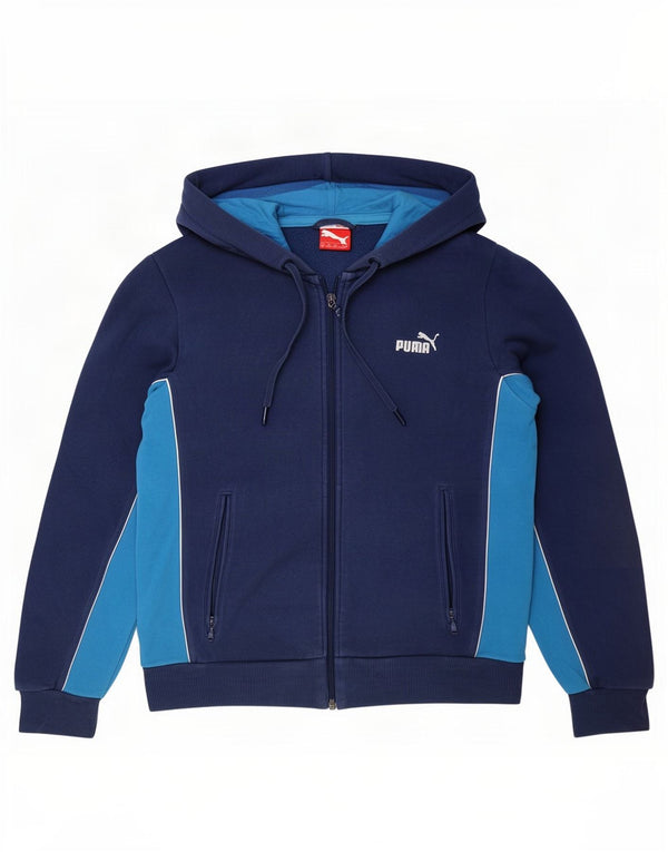 Puma Mens Zip Hoodie Sweater Small Navy Blue Colourblock
