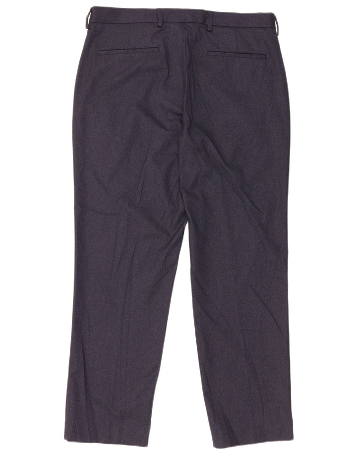 Marks & Spencer Mens Straight Suit Trousers W34 L29 Navy Blue Polyester