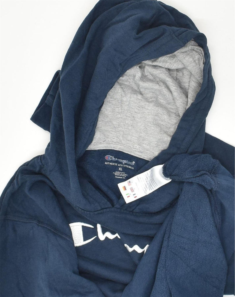 CHAMPION Womens Graphic Hoodie Jumper UK 18 XL Blue Cotton | Vintage Champion | Thrift | Second-Hand Champion | Used Clothing | Messina Hembry 