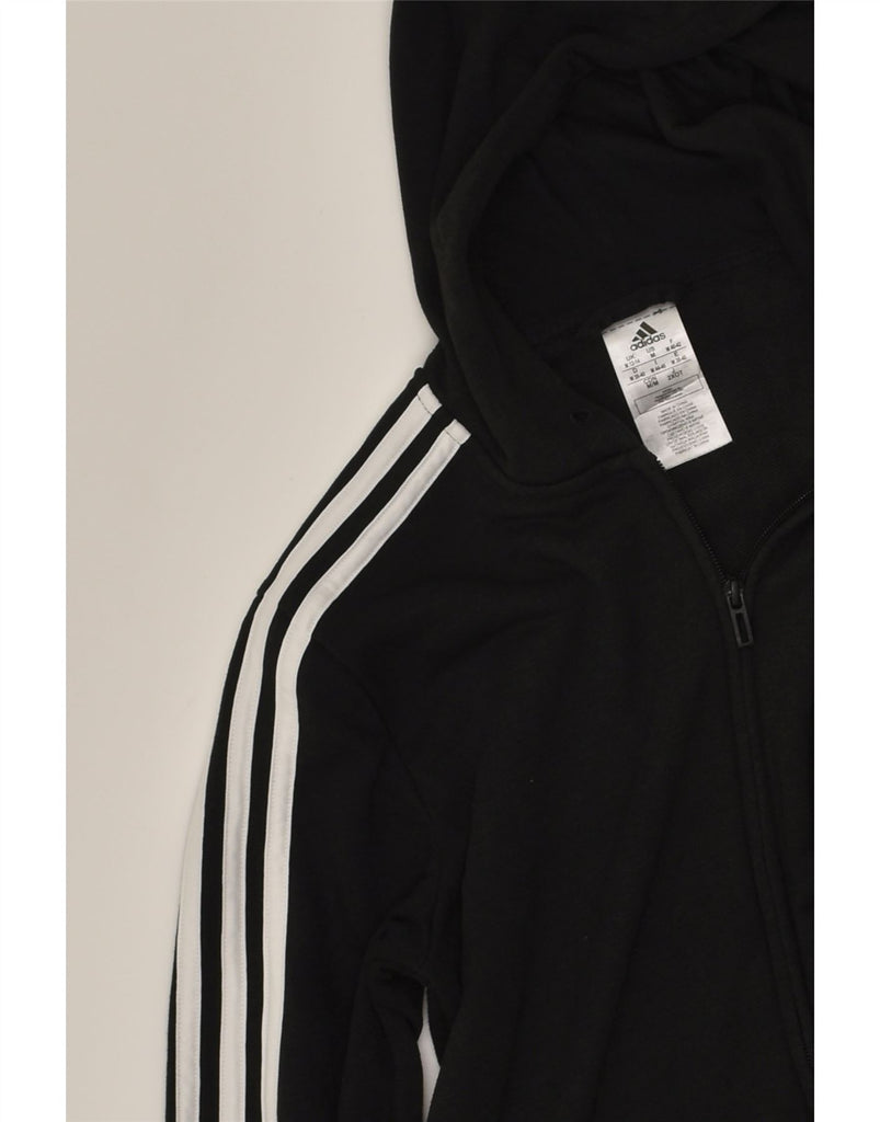 ADIDAS Womens Zip Hoodie Sweater UK 12/14 Medium Black Cotton | Vintage Adidas | Thrift | Second-Hand Adidas | Used Clothing | Messina Hembry 