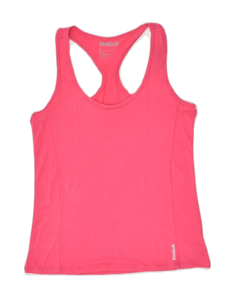 REEBOK Womens Vest Top UK 14 Large Pink Polyester | Vintage Reebok | Thrift | Second-Hand Reebok | Used Clothing | Messina Hembry 