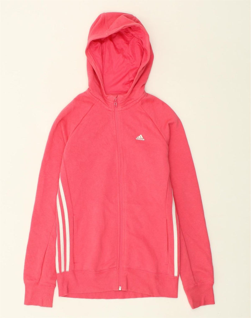 ADIDAS Girls Climalite Zip Hoodie Sweater 14-15 Years Pink Cotton | Vintage Adidas | Thrift | Second-Hand Adidas | Used Clothing | Messina Hembry 