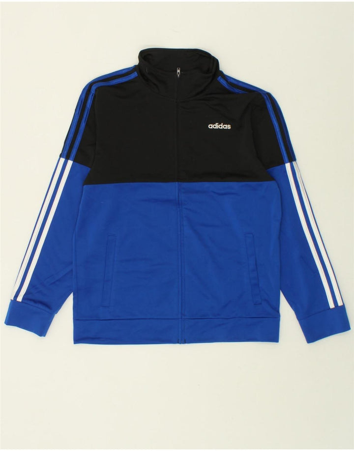 ADIDAS Boys Tracksuit Top Jacket 11-12 Years Large Blue Colourblock Vintage Adidas and Second-Hand Adidas from Messina Hembry 