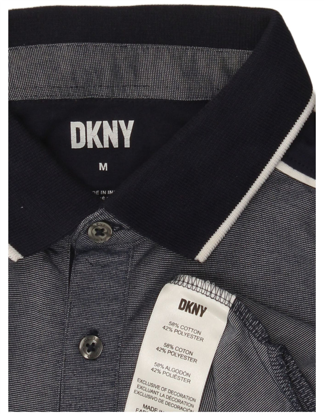 DKNY Mens Polo Shirt Medium Navy Blue Cotton