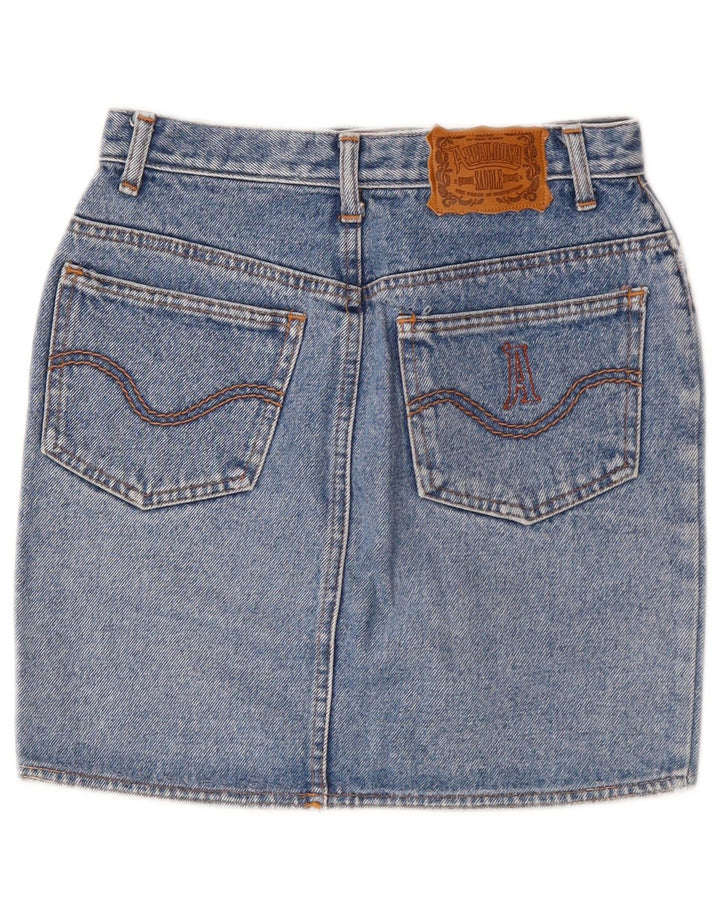 Vintage Womens Mini Denim Skirt W26 Small Blue