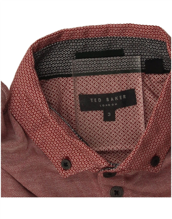 Ted Baker Mens Polo Shirt Size 3 Medium Burgundy Modal