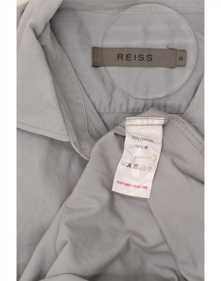 Reiss Mens Military Shirt Medium Grey Cotton